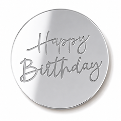 Moneda en Acrílico Espejo Happy Birthday x 5 Unidades