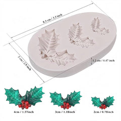 Molde Silicona Hojas de Navidad