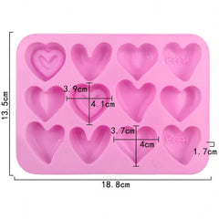Molde Silicona Corazones Detalles x 12