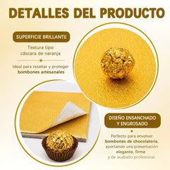 Envoltura Papel Dorado Para Bombones de Chocolate 8 x 8 cm 200 unidades