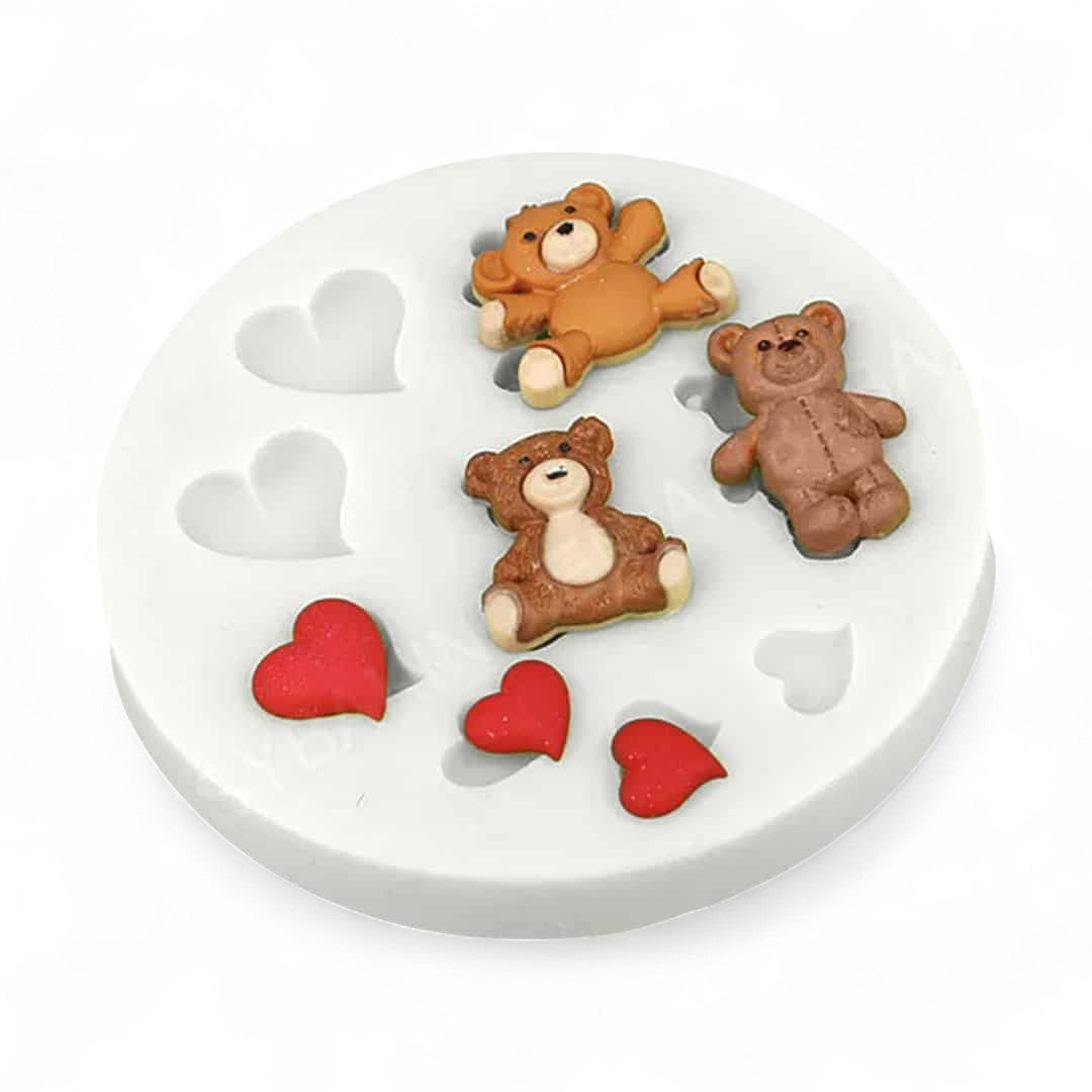 Molde Silicona Ositos y Corazones
