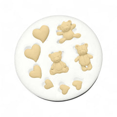 Molde Silicona Ositos y Corazones