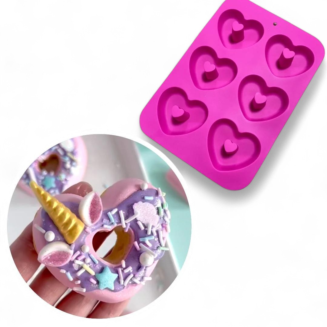Molde Silicona Donas Corazón x 6 Cavidades
