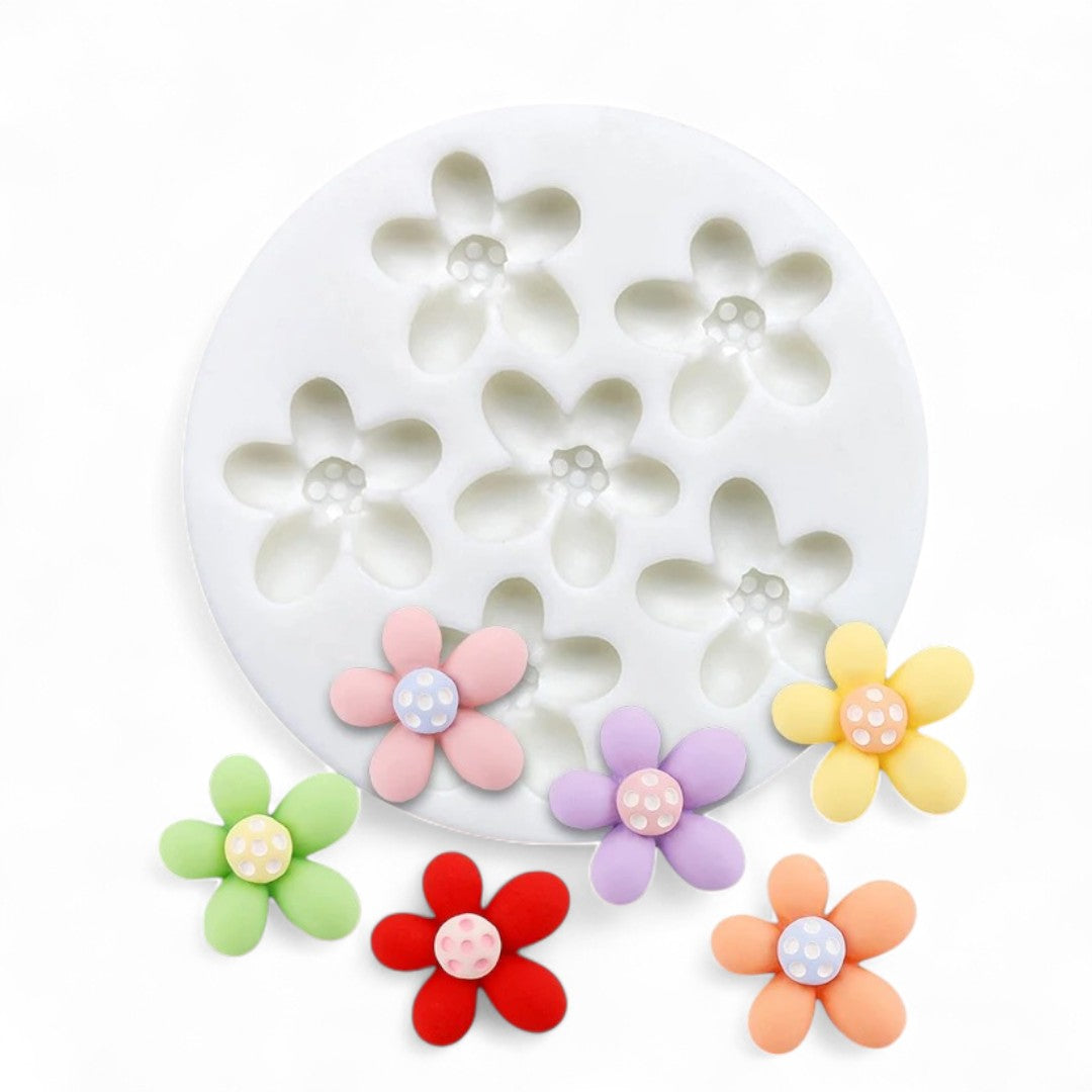 Molde Silicona Flores Funky x 6