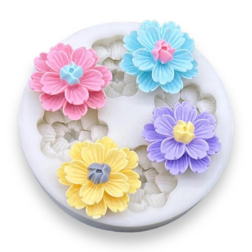 Molde Silicona Margaritas Dobles x 4