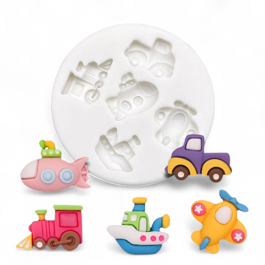 Molde Silicona Medios de Transporte Mini