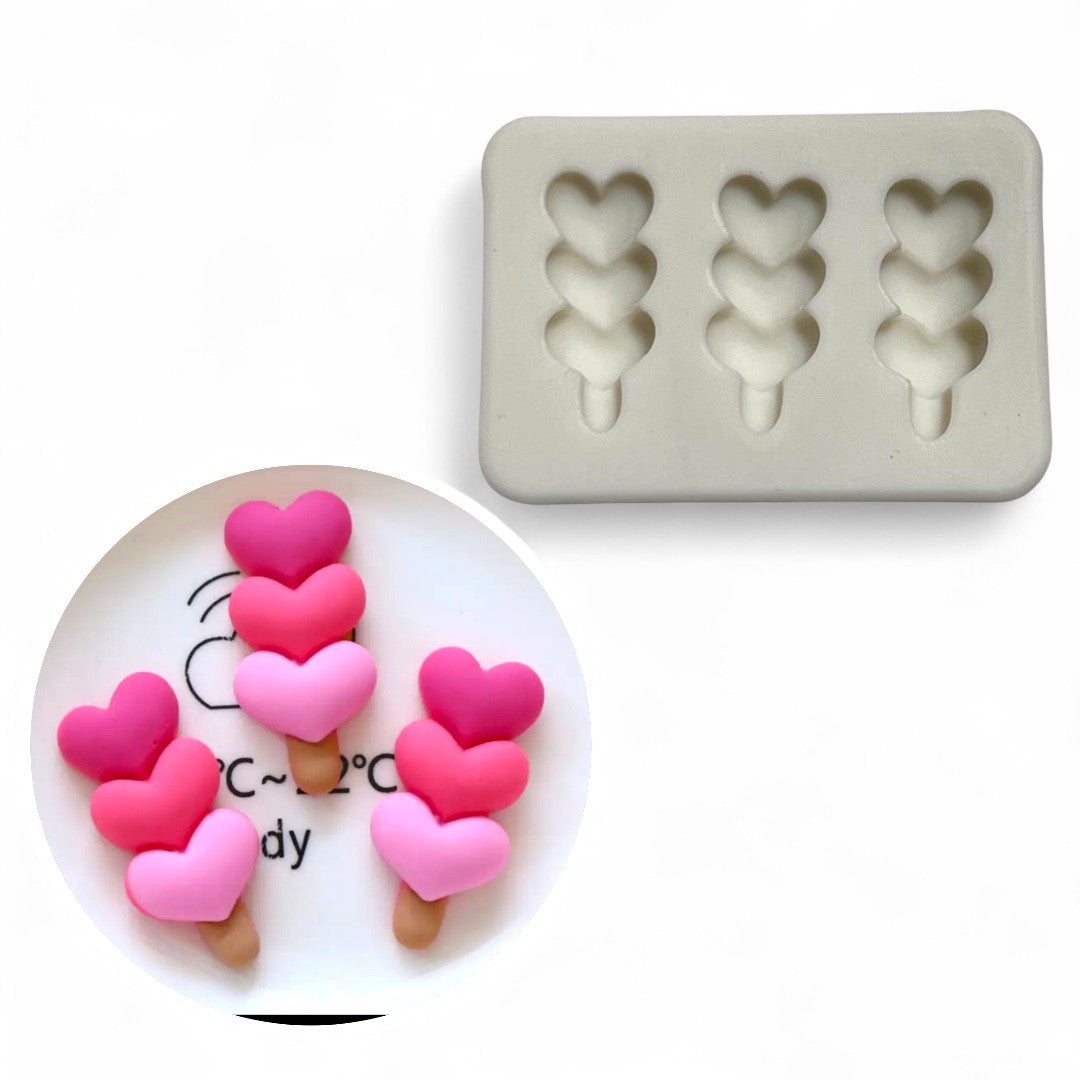 Molde Silicona Mini Chupeta Corazones