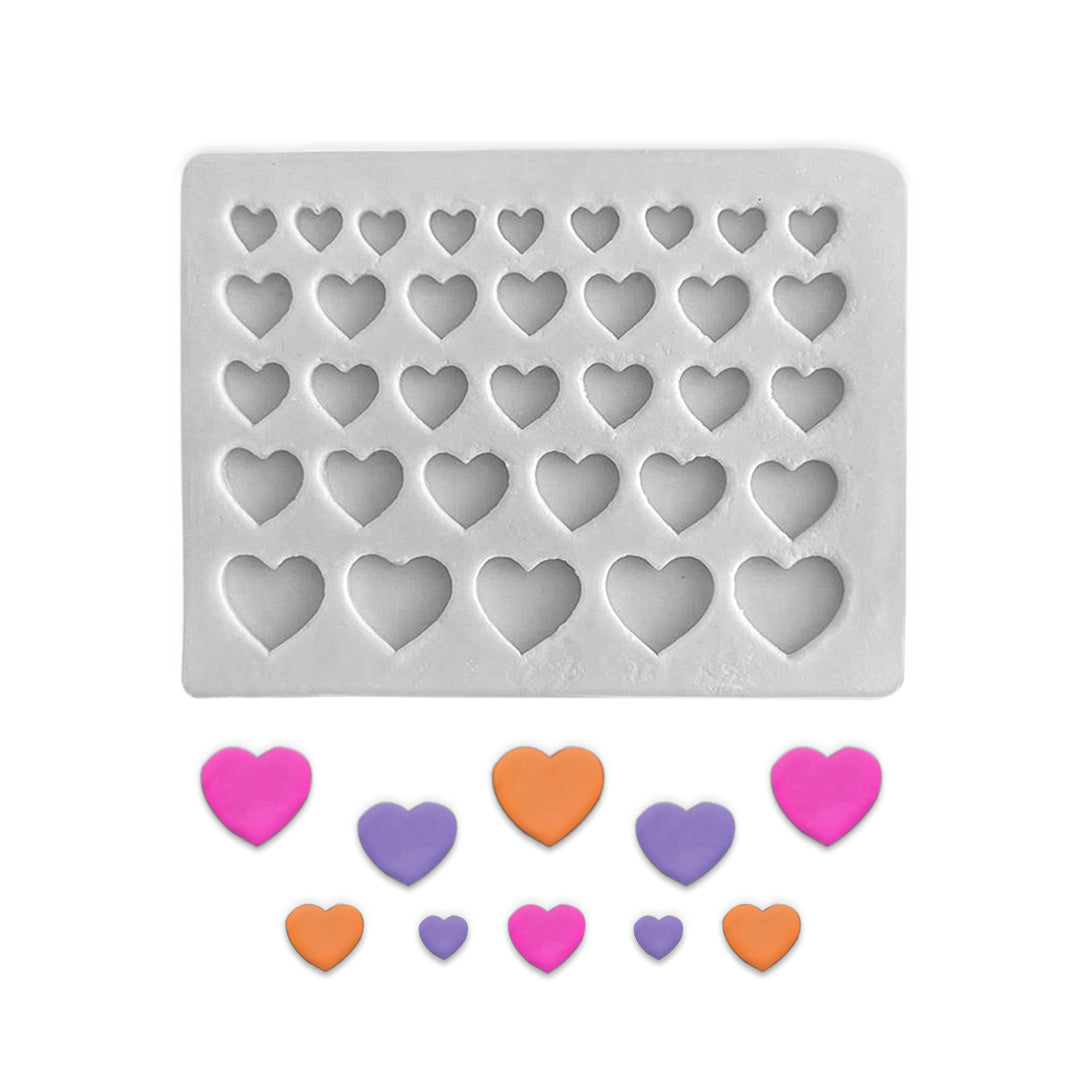 Molde Silicona Mini Corazones x 34