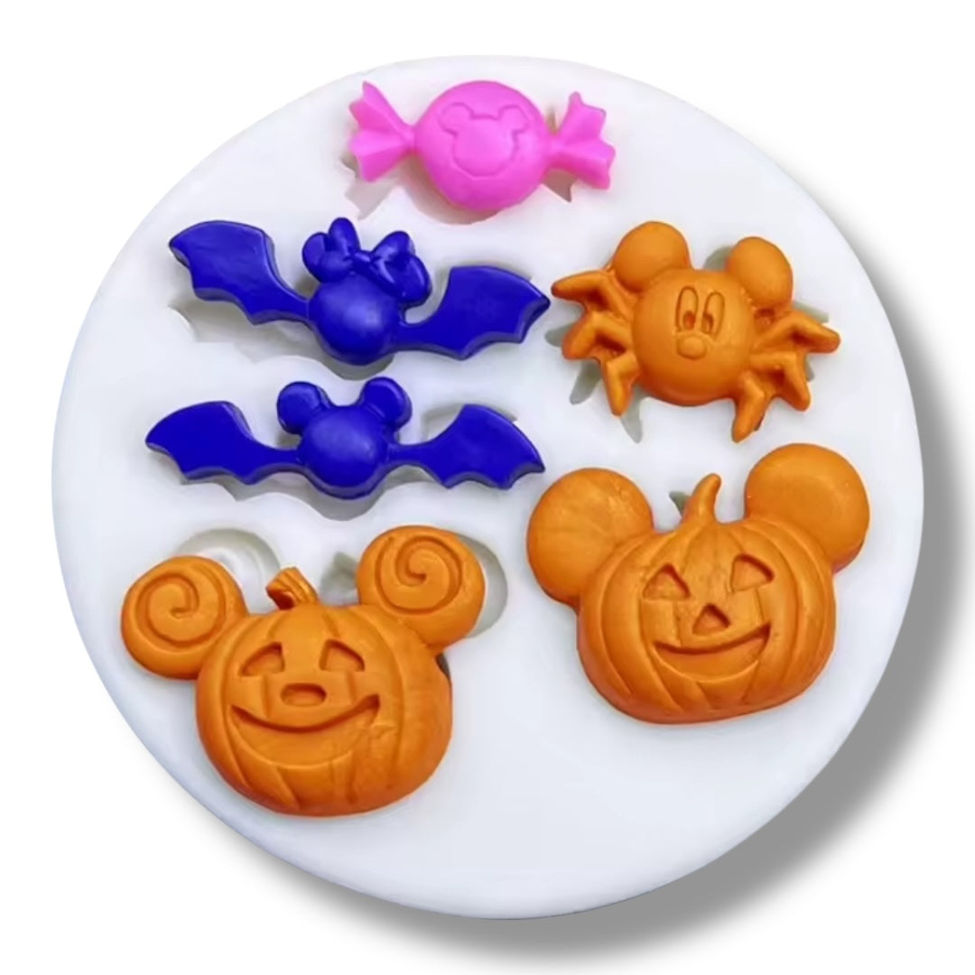 Molde Silicona Mini Halloween Divertido x 6