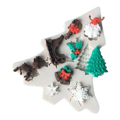 Molde Silicona Navidad Mini Figuras x 9