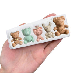 Molde Silicona Osos con Textura x 5