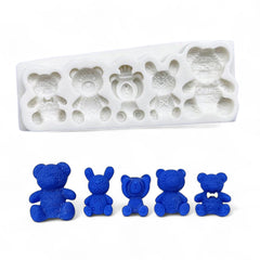 Molde Silicona Osos con Textura x 5