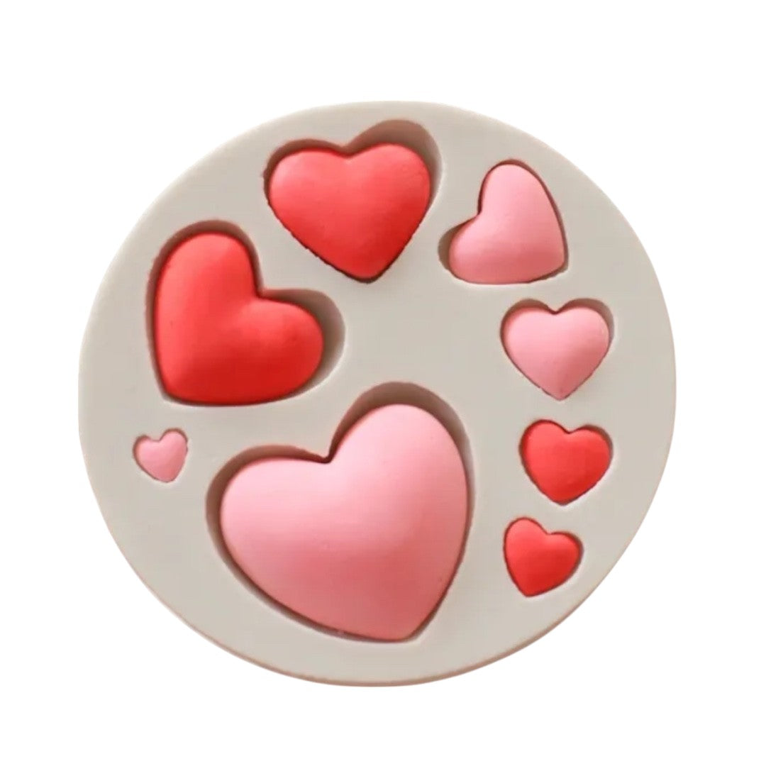 Molde Silicona Corazones Surtidos Mini x 8