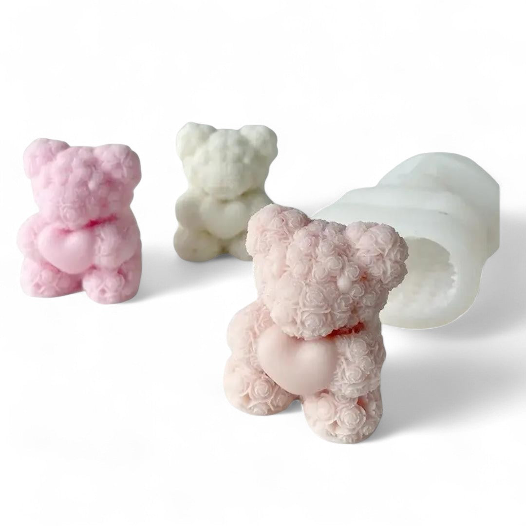 Molde Silicona Suave Oso Textura Rosas 3D