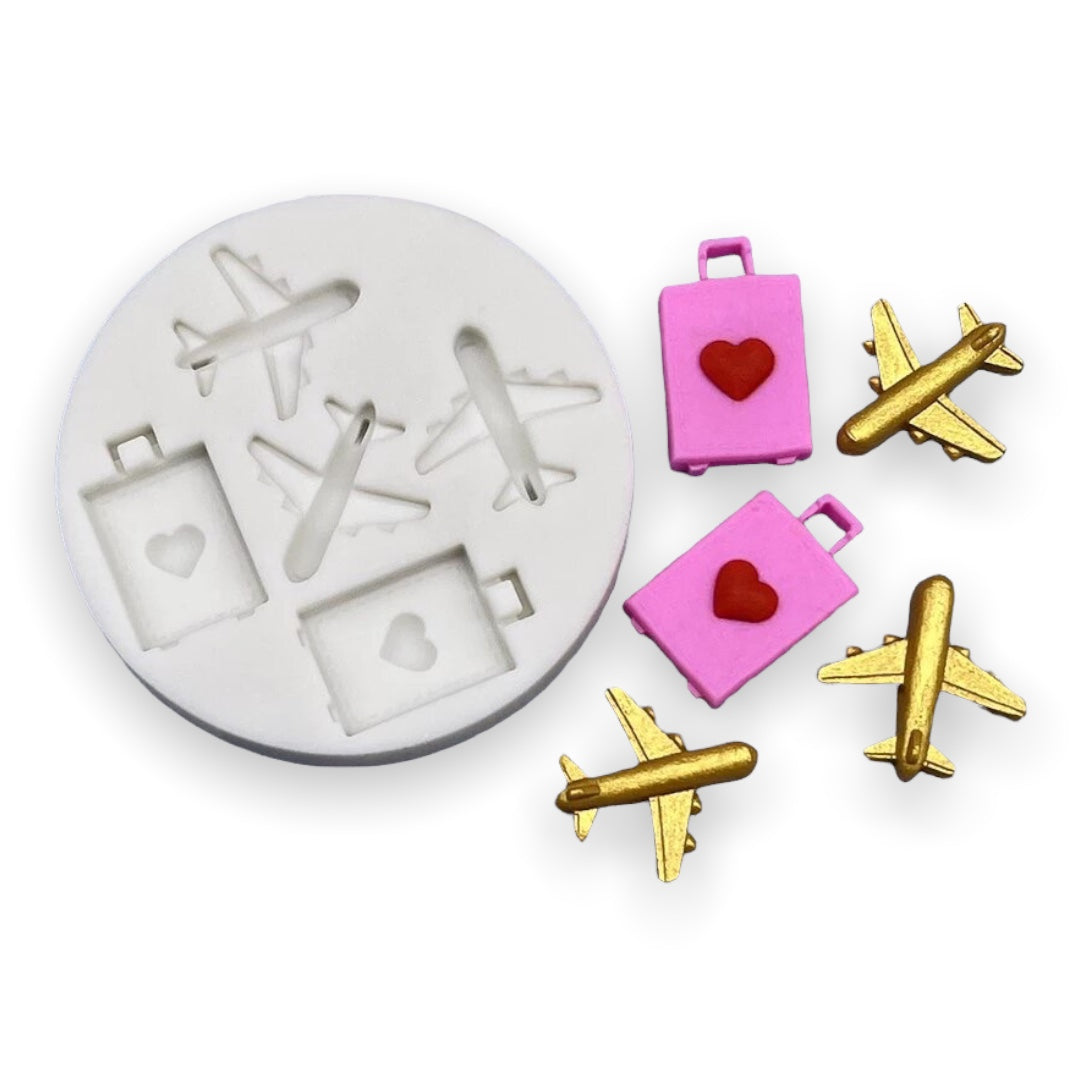 Molde Silicona Aviones Y Equipaje