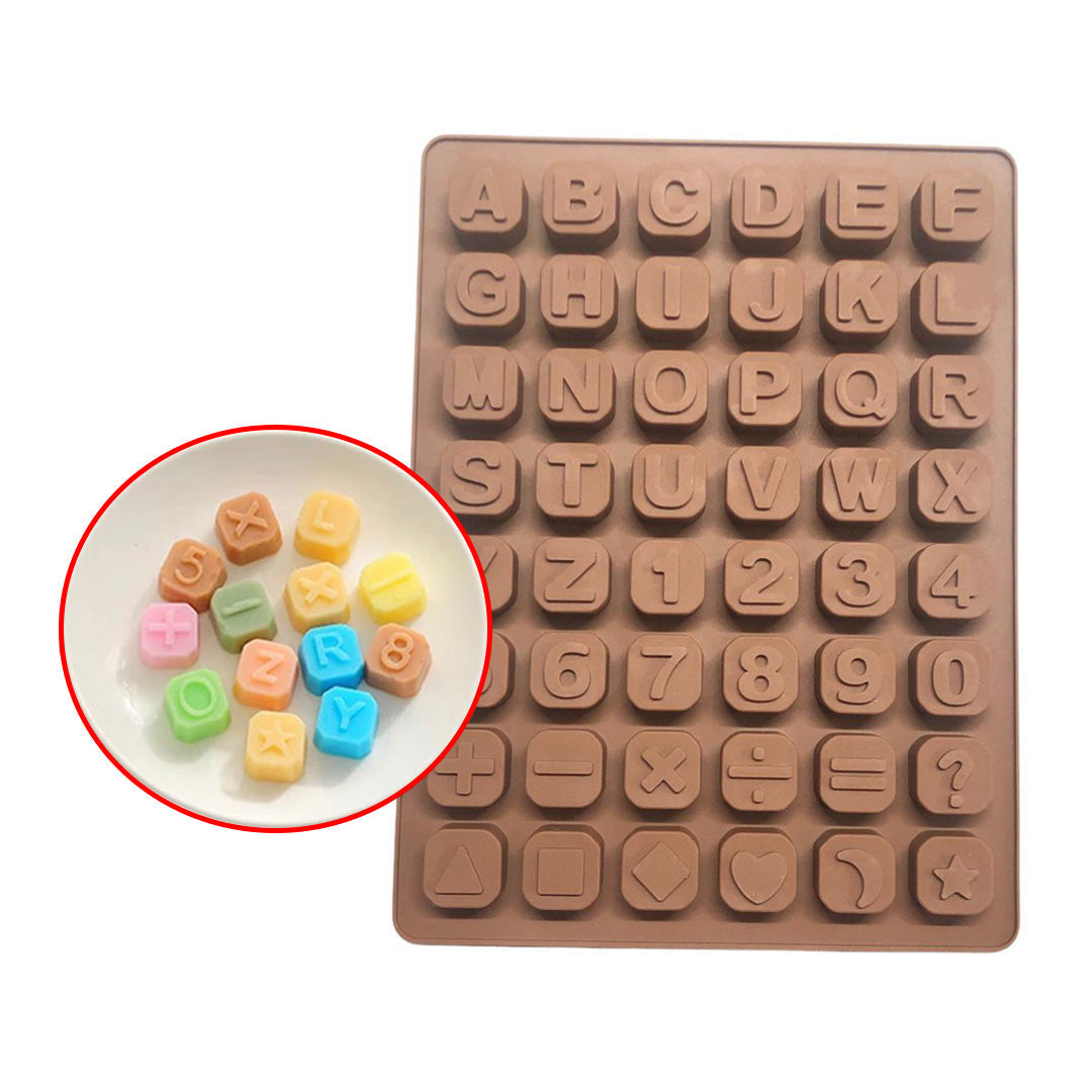 Molde Silicona Alfabeto Cubitos con Números y Símbolos
