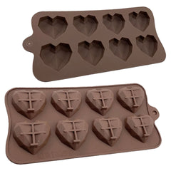 Molde Silicona Corazones Prisma Medianos x 8