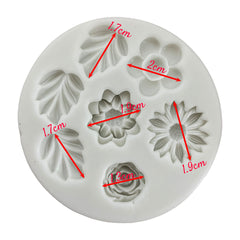 Molde Silicona Flores y Hojas x 7