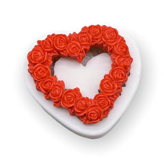 Molde Silicona Marco Corazón Textura Rosas