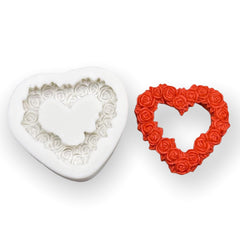 Molde Silicona Marco Corazón Textura Rosas