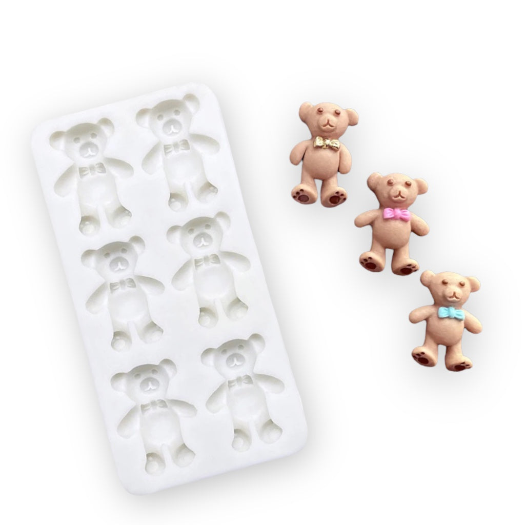 Molde Silicona Osos Mini con Corbatín x 6