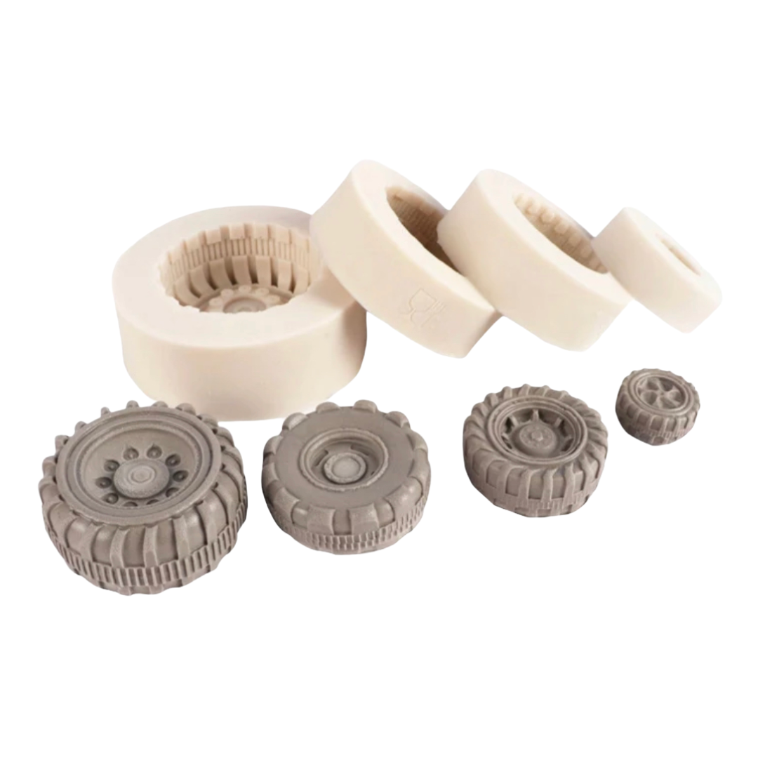 Molde Silicona Juego Llantas x 4