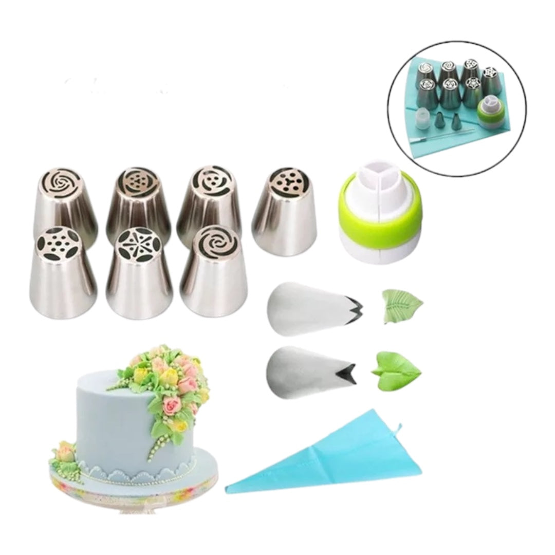 Set De Boquillas Rusas x 13 Piezas Con Manga y Accesorios