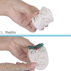 Molde Silicona Hojas de Navidad