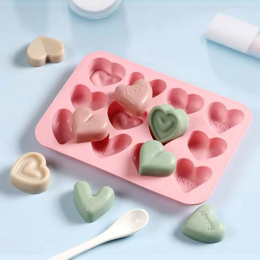 Molde Silicona Corazones Detalles x 12