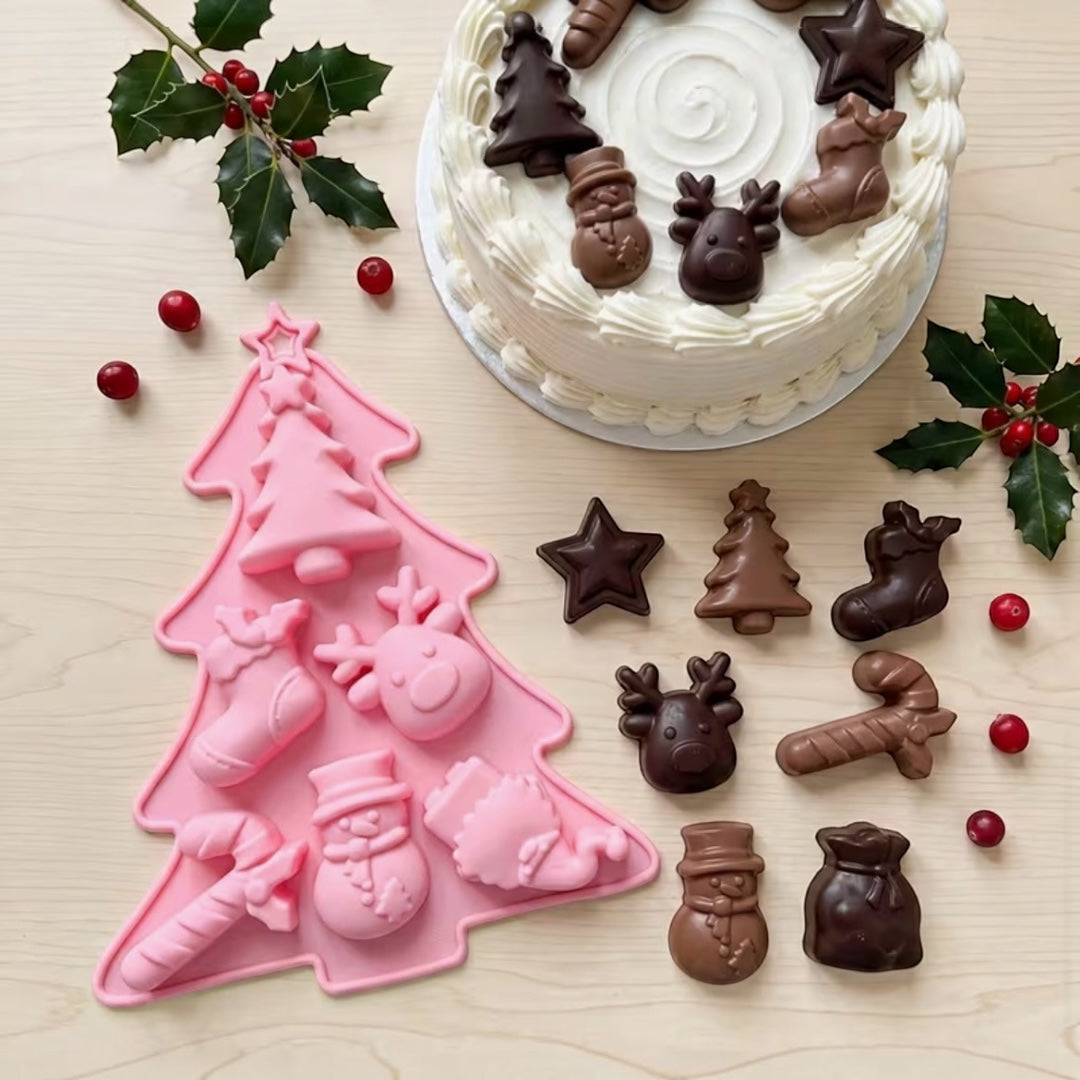 Molde Silicona Postre Navidad x 6