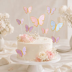 Mariposas Decorativas para Tortas con Alambre x 10 Unidades