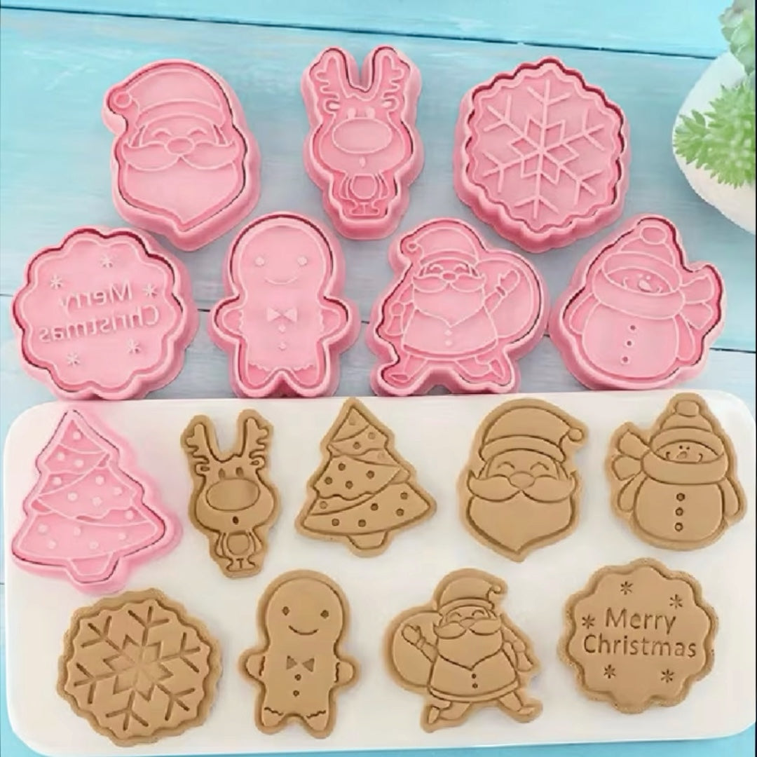 Kit de Cortadores con Sello Navidad x 8 #1