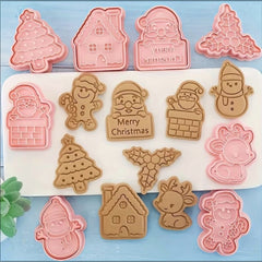 Kit de Cortadores con Sello Navidad x 8 #2
