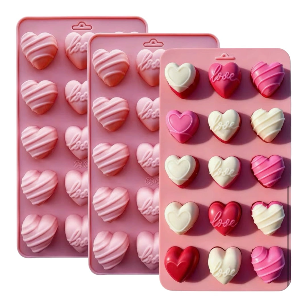 Molde Silicona Bombones Corazón Love y Texturas x 15