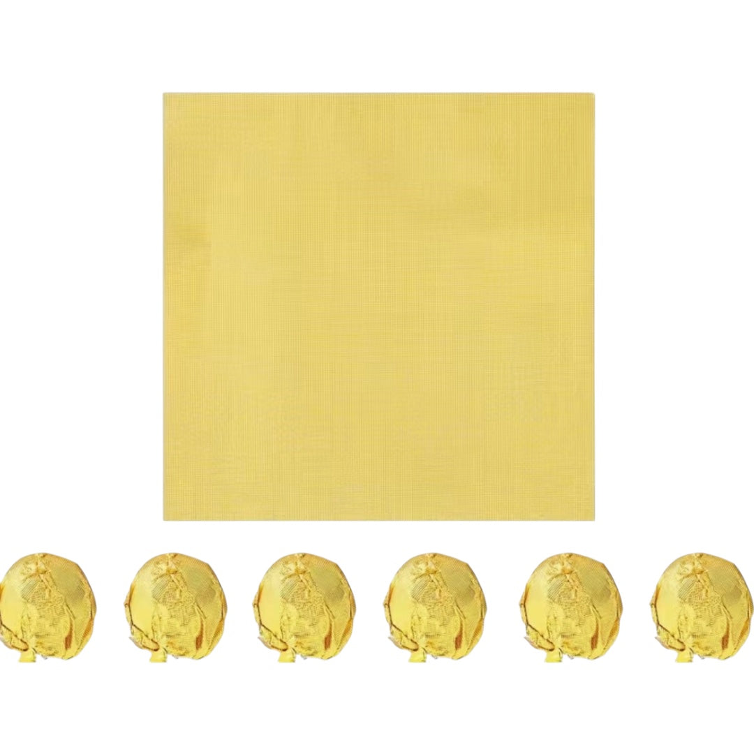 Envoltura Papel Dorado Escarchado Para Bombones de Chocolate 8 x 8 cm