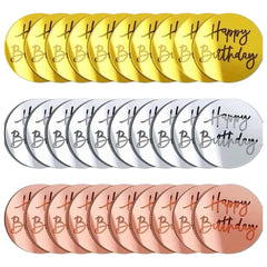 Moneda en Acrílico Espejo Happy Birthday x 5 Unidades