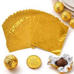 Envoltura Papel Dorado Para Bombones de Chocolate 8 x 8 cm