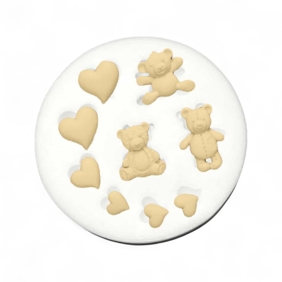 Molde Silicona Ositos y Corazones