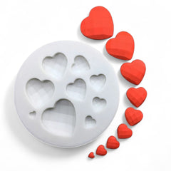 Molde Silicona Corazones Mini Textura Diamante
