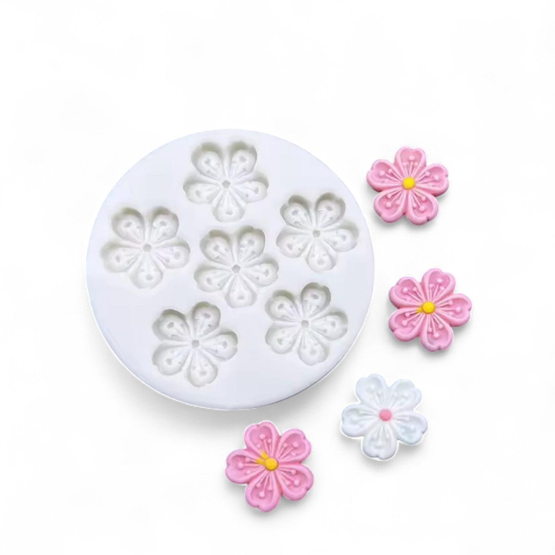 Molde Silicona Flor Sakura Mini x 6
