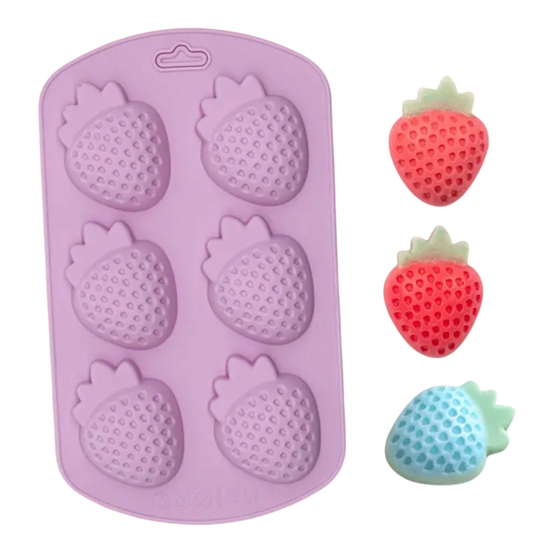 Molde Silicona Fresas  x 6