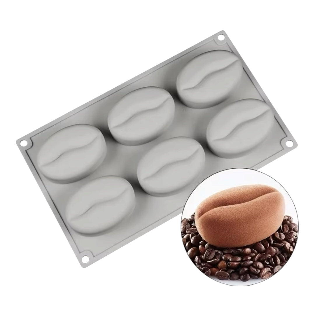 Molde Silicona Grano de Café Grande x 6