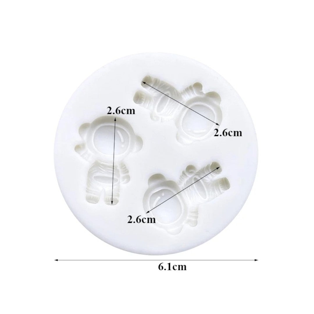 Molde Silicona Mini Astronautas x 3