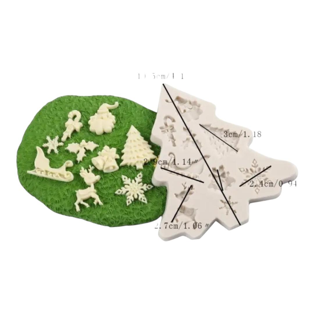 Molde Silicona Navidad Mini Figuras x 9