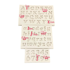 Molde Silicona Alfabeto Mini Mayúscula, Minúscula y Números (Set x 3 Moldes)