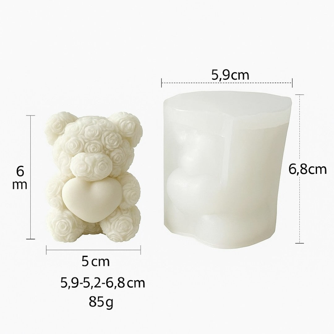 Molde Silicona Suave Oso Textura Rosas 3D