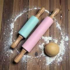 Rodillo de Silicona Mango De Madera