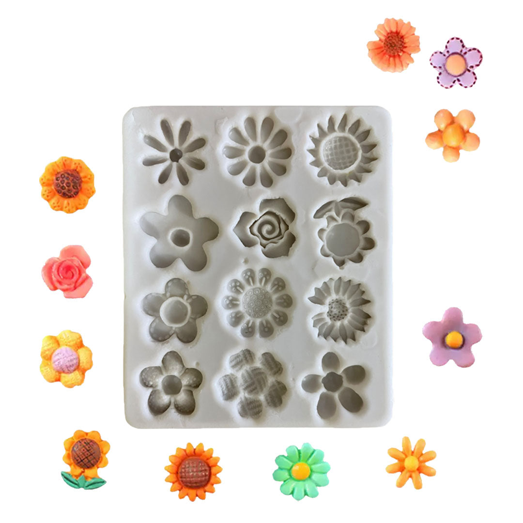 Molde Silicona Flores Mini Surtidas x12