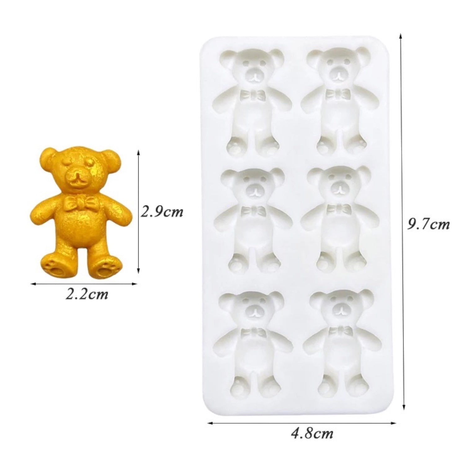 Molde Silicona Osos Mini con Corbatín x 6